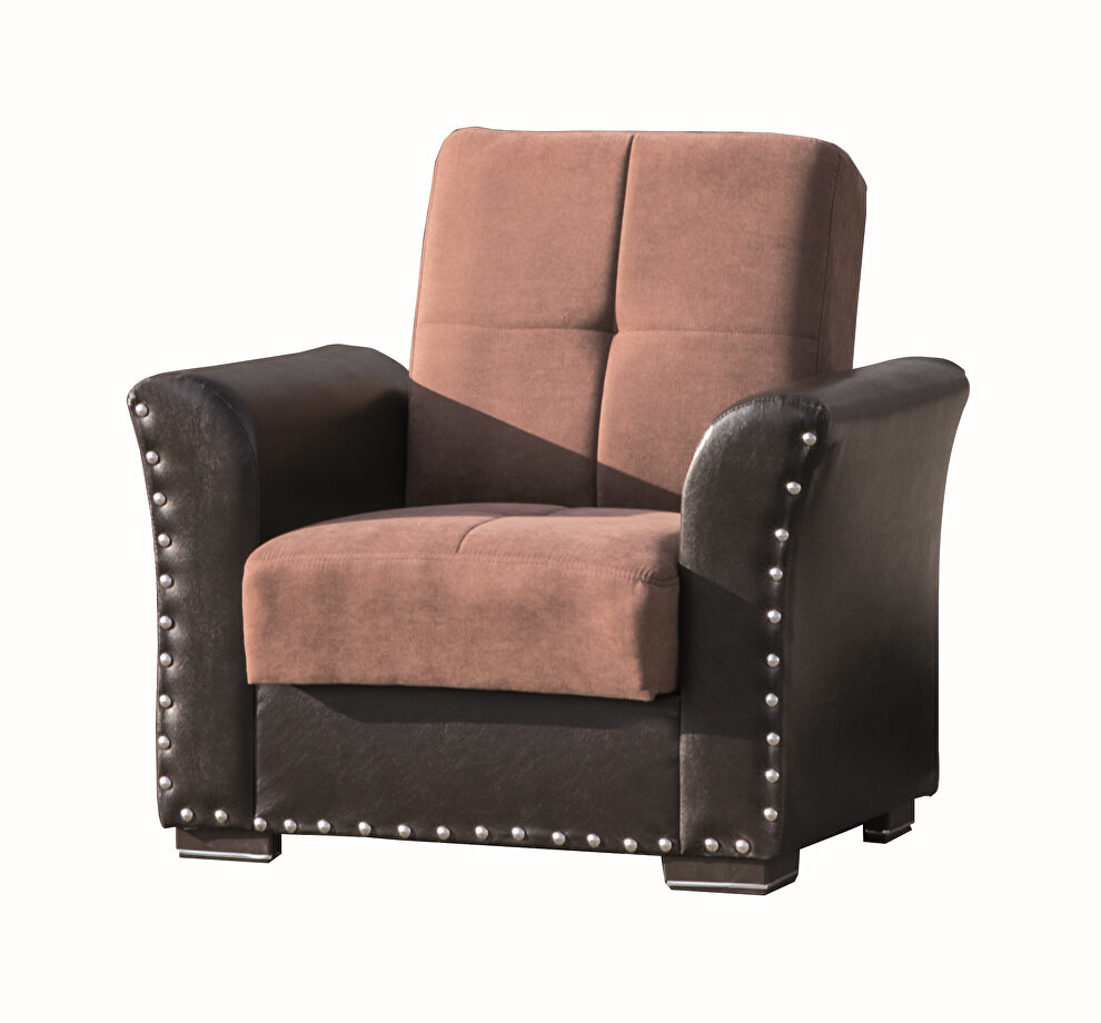 Double toned brown leather / fabric storage chair by Casamode