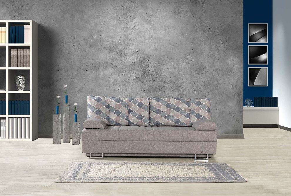 Contemporary gray chenille sofa bed in queen size by Casamode