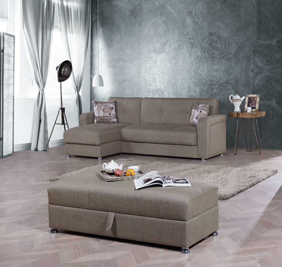 Reversilble brown fabric sectional by Casamode