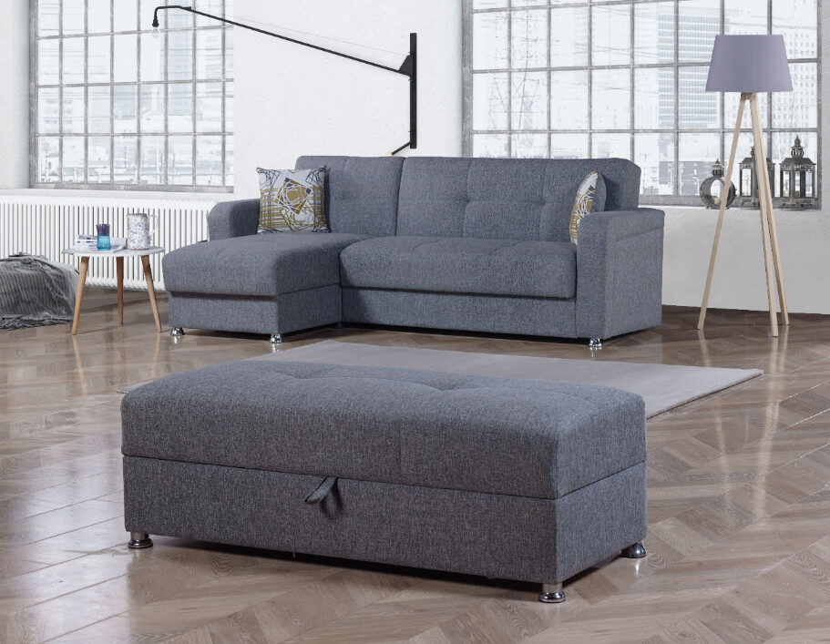 Reversilble gray fabric sectional by Casamode