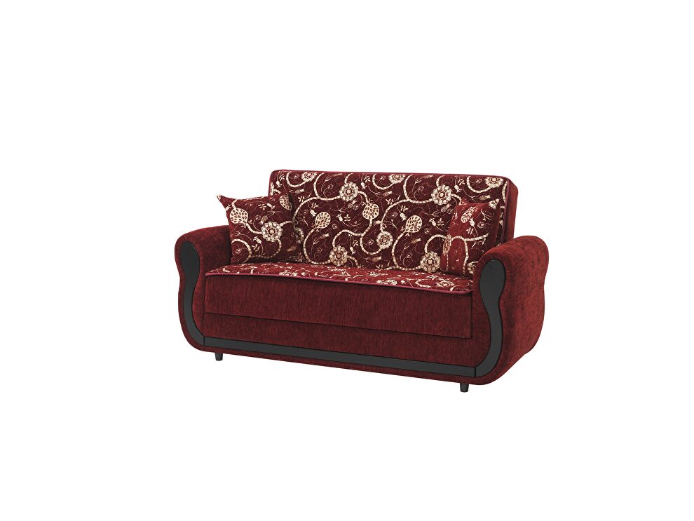 Classic style casual loveseat in burgundy chenille fabric by Casamode