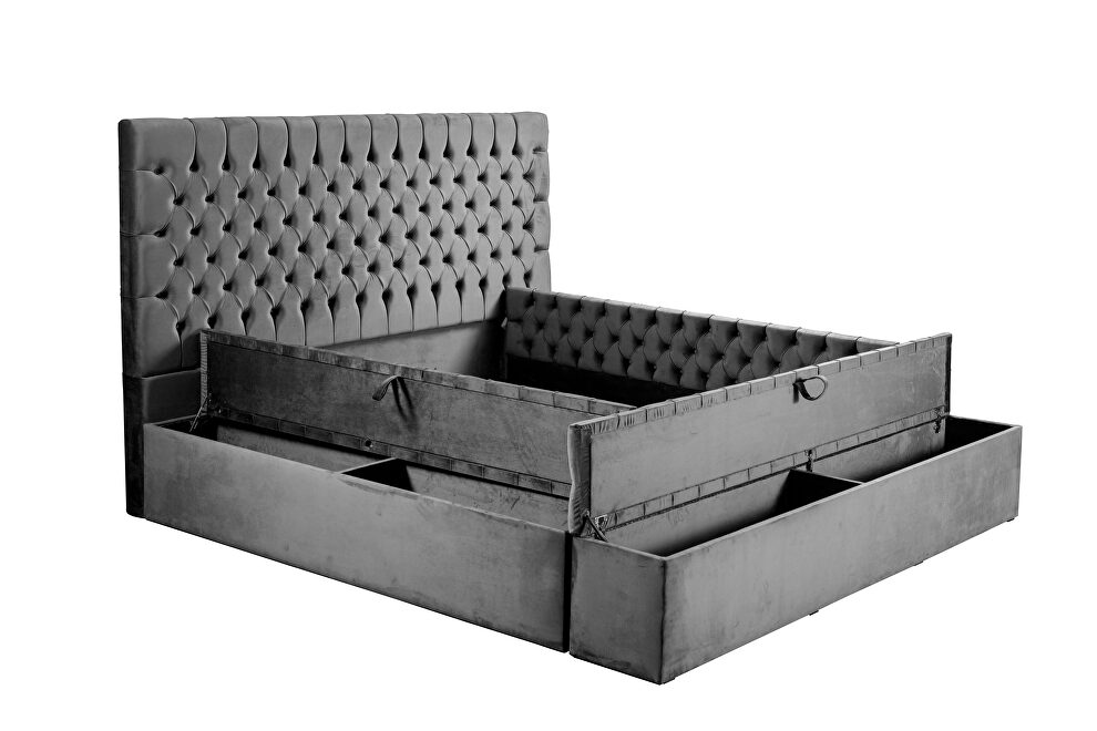 Silver microfiber storage full bed w/ full platform by Casamode