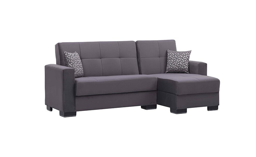 Gray microfiber small reversible sectional sofa by Casamode