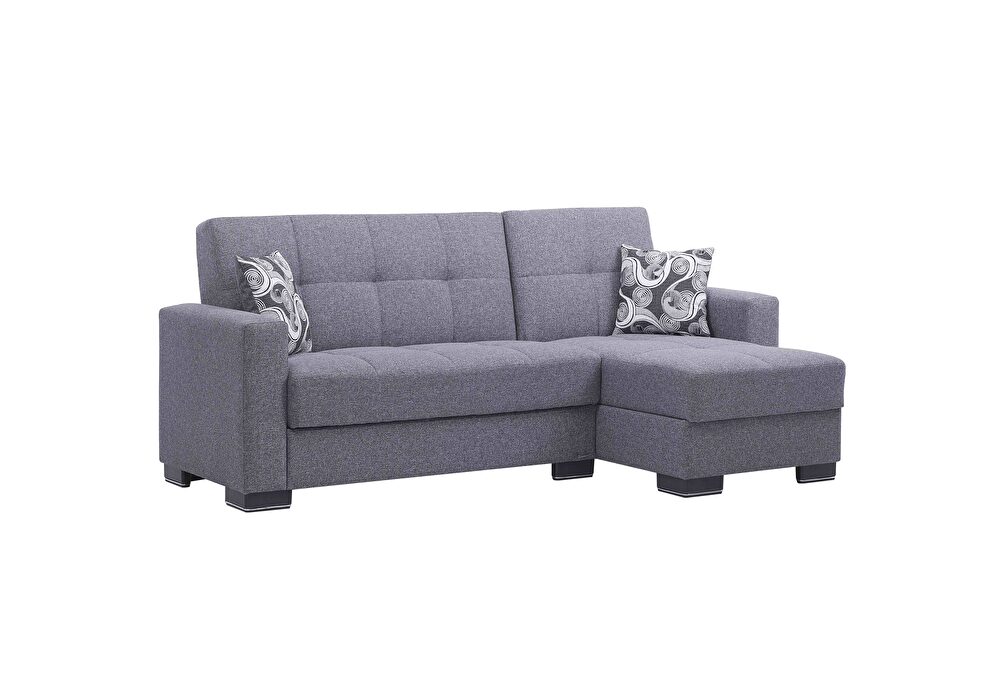 Gray chenille small reversible sectional sofa by Casamode