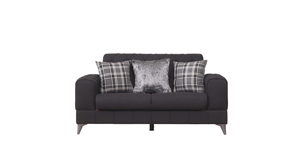 Stylish casual style black chenille fabric loveseat by Casamode