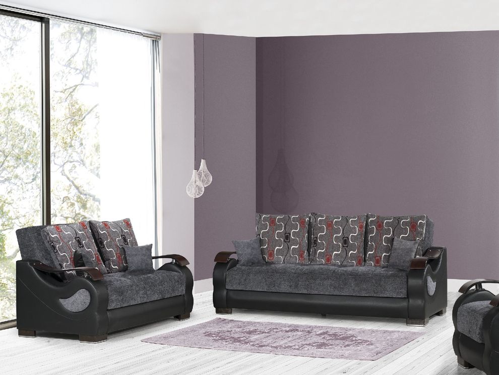 Gray microfiber / bonded leather sleeper sofa by Casamode