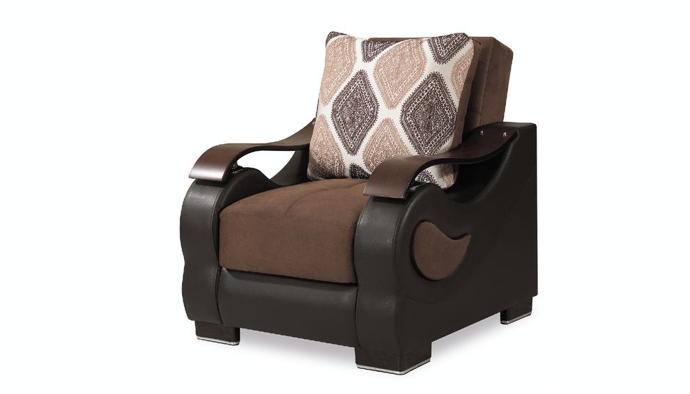 Brown microfiber / bonded leather sleeper chair by Casamode