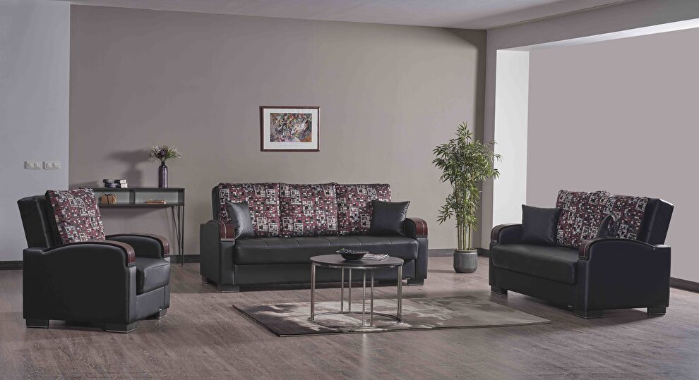 Black pu leather modern sofa / sofa bed w/ storage by Casamode