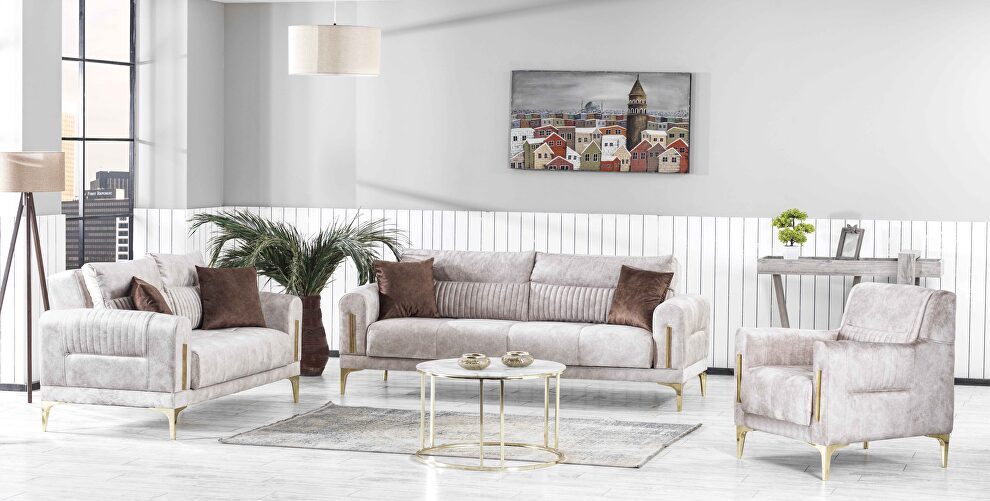 Beige velvet fabric sofa bed in modern style by Casamode