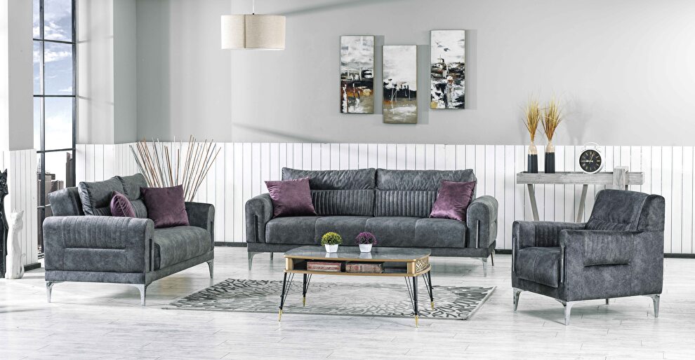 Gray velvet fabric sofa bed in modern style by Casamode