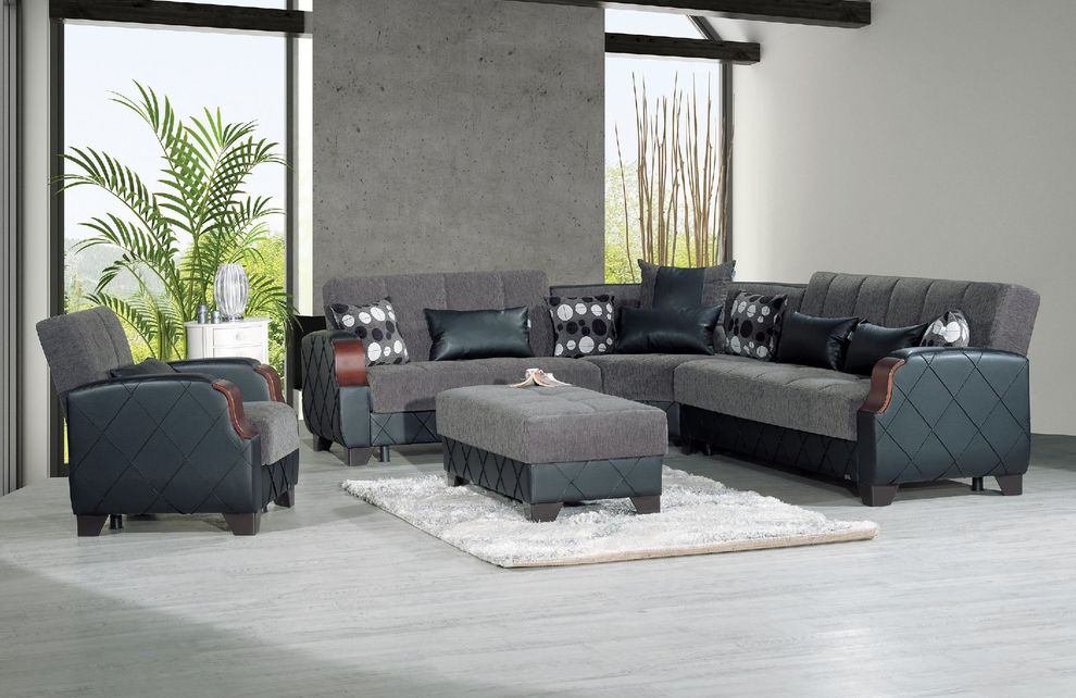 Gray unique design sectional w/ bed/storage by Casamode
