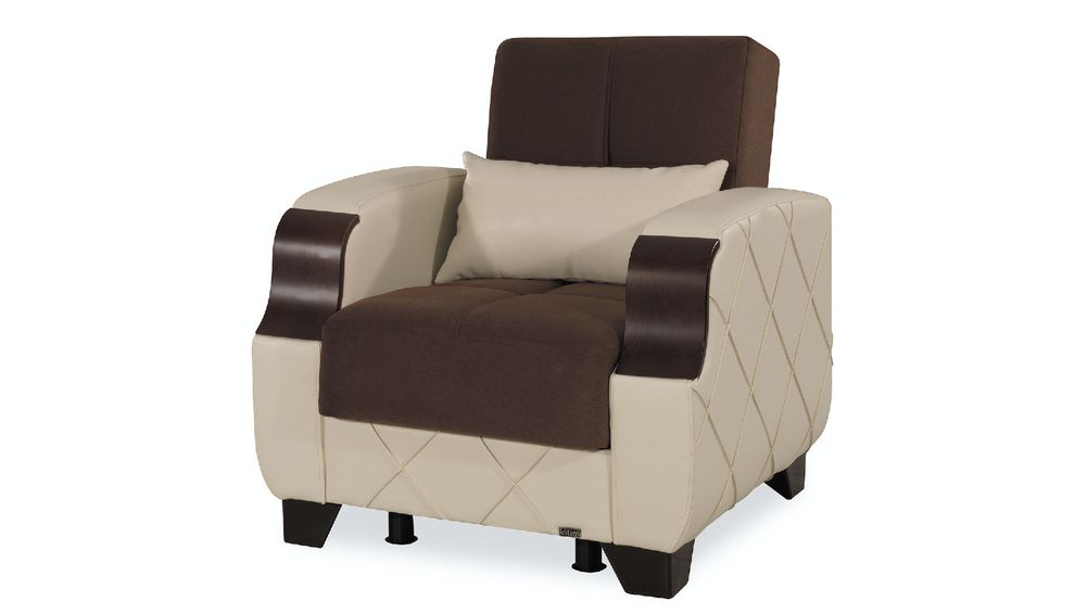 Two-toned brown/cream chair w/ storage by Casamode