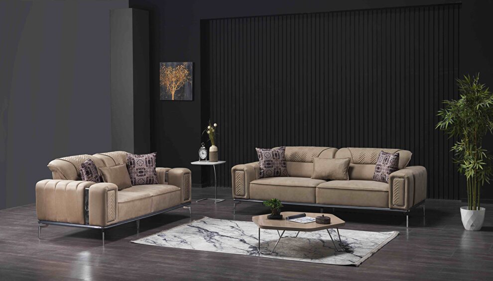 Exclusive concept stylish beige microfiber modern sofa by Casamode