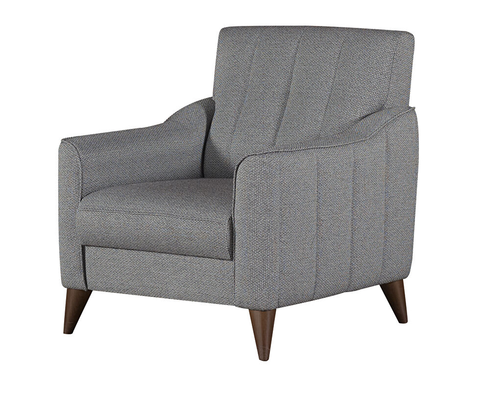Gray chenille casual style channel tufted chair by Casamode