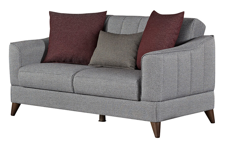 Gray chenille casual style channel tufted loveseat by Casamode