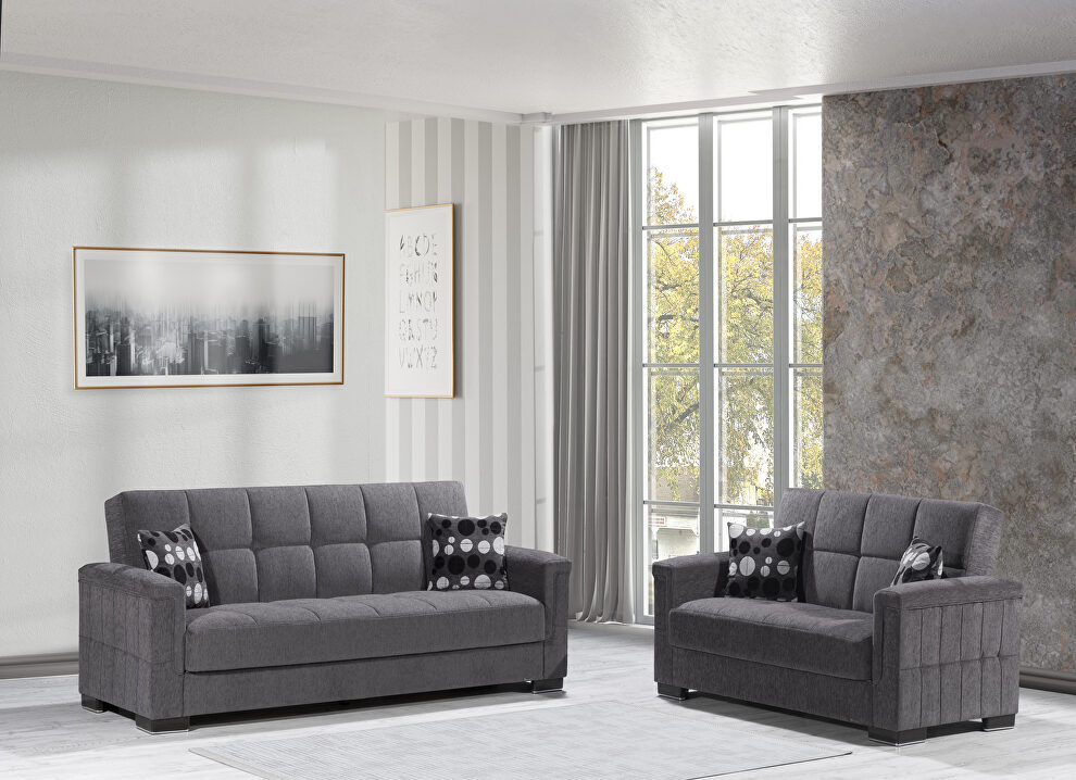 Dark gray all fabric sofa sleeper by Casamode
