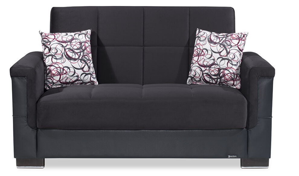 Two-toned black on black fabric / leather loveseat sleeper by Casamode