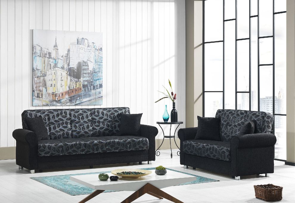 Black chenille fabric casual living room sofa by Casamode