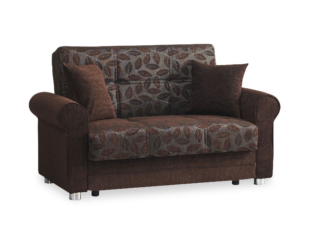 Brown chenille fabric casual living room loveseat by Casamode