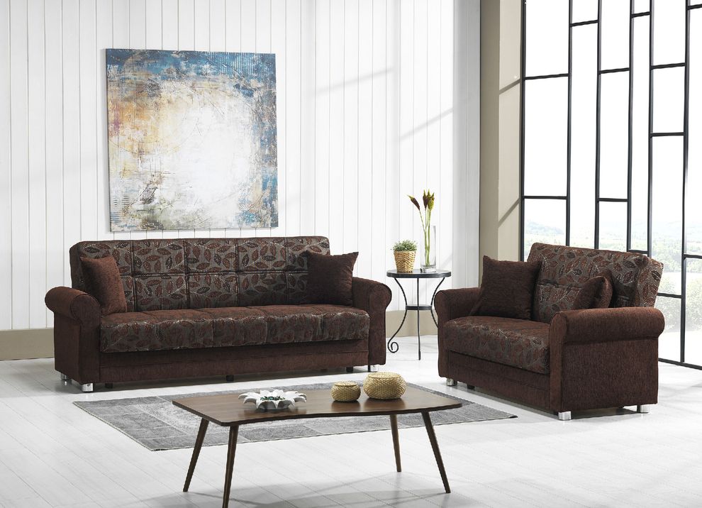 Brown chenille fabric casual living room sofa by Casamode