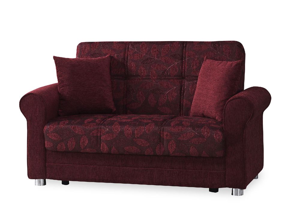 Burgundy chenille fabric casual living room loveseat by Casamode