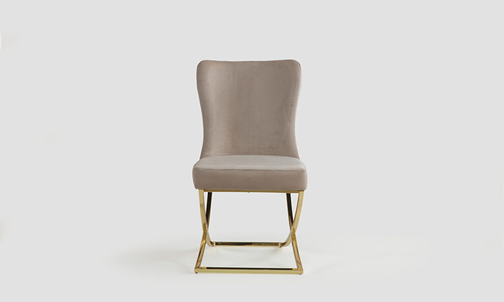 Beige microsuede dining chair w/ gold legs by Casamode
