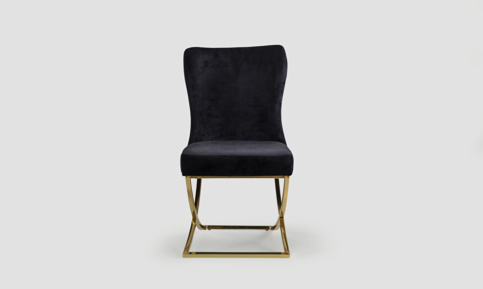 Black microsuede dining chair w/ gold legs by Casamode