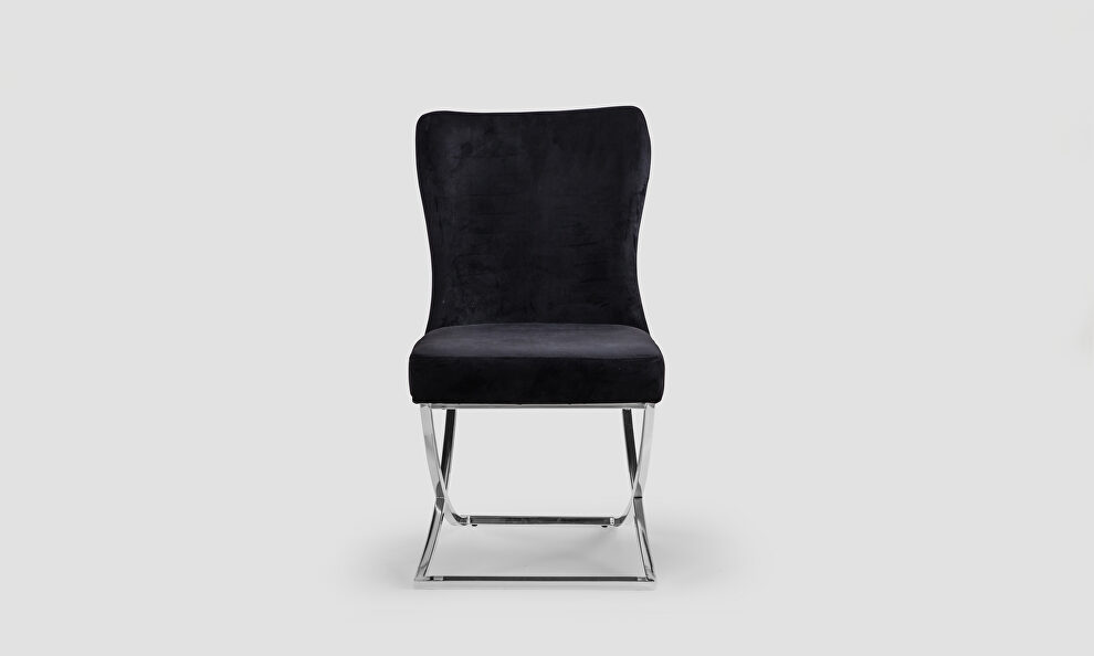 Black microsuede dining chair w/ silver legs by Casamode