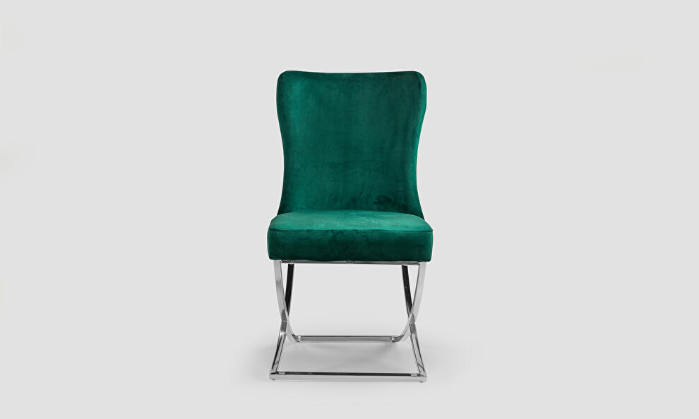 Green microsuede dining chair w/ silver legs by Casamode
