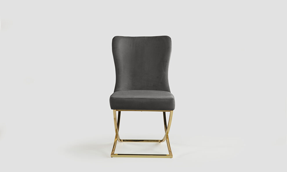 Gray microsuede dining chair w/ gold legs by Casamode