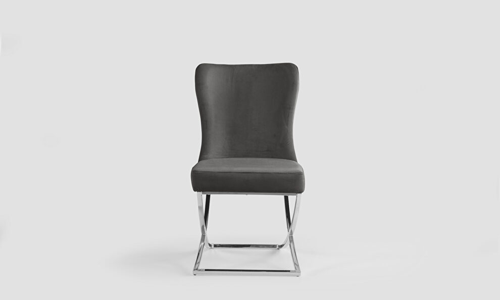 Gray microsuede dining chair w/ silver legs by Casamode