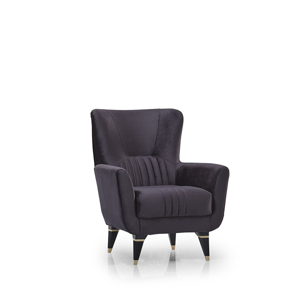 Stylish dark gray / gold trim chair w/ storage by Casamode