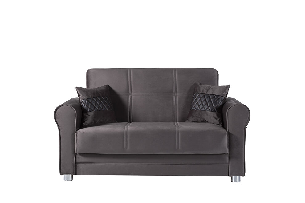 Casual microfiber rolled arms gray microfiber loveseat by Casamode
