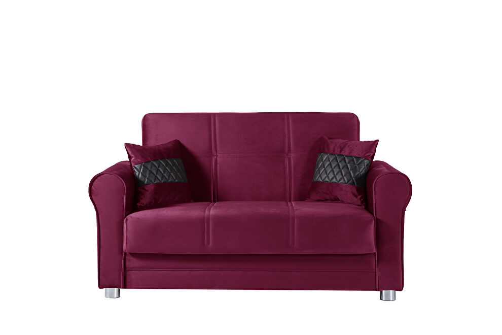 Casual microfiber rolled arms burgundy microfiber loveseat by Casamode