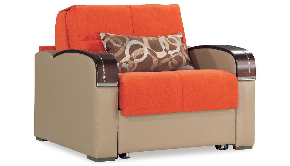 Orange sleeper / sofa bed chair w/ storage by Casamode