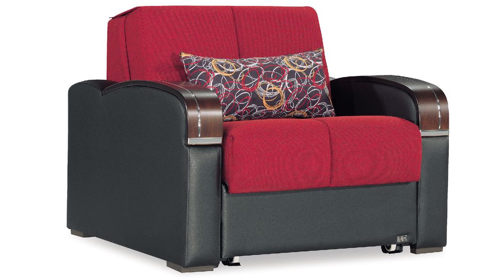 Red sleeper / sofa bed chair w/ storage by Casamode