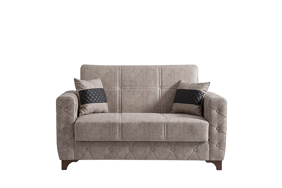 Simple attractive design everyday use loveseat in beige microfiber by Casamode