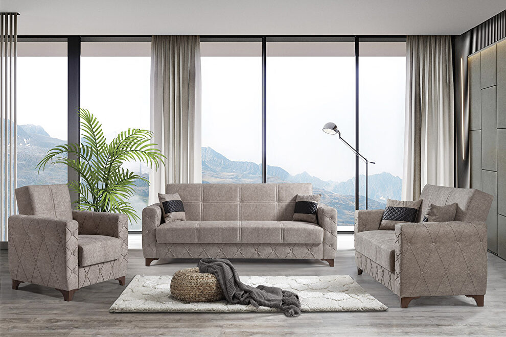 Simple attractive design everyday use couch in beige microfiber by Casamode