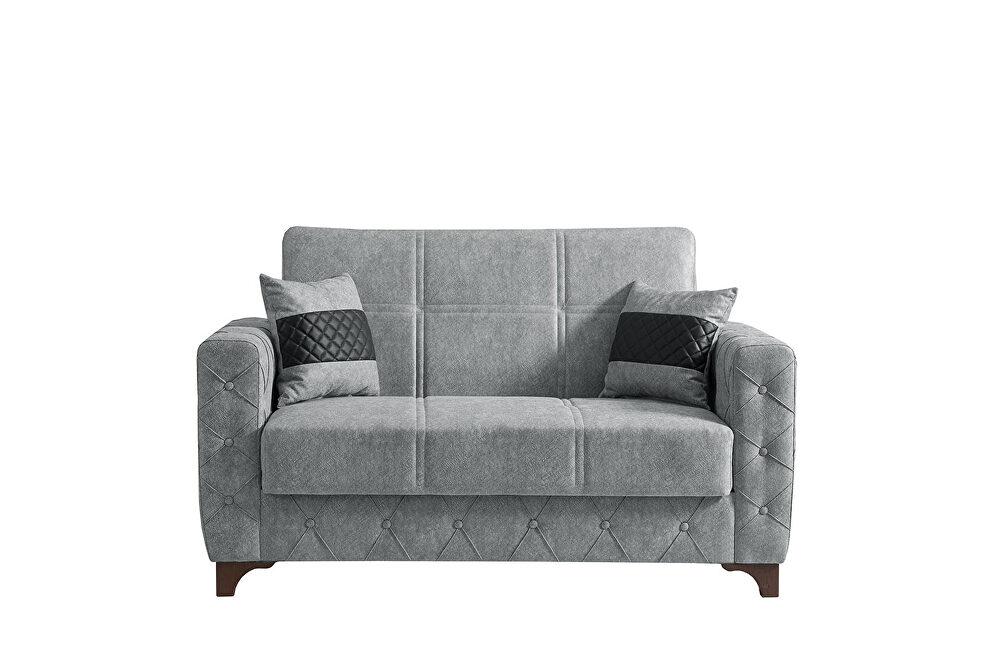 Simple attractive design everyday use loveseat in gray microfiber by Casamode