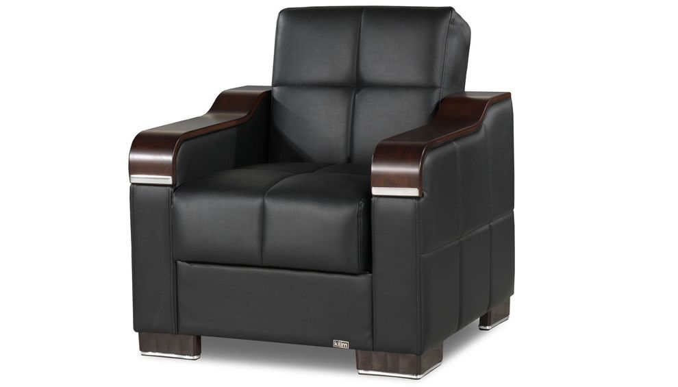 Modern black leatherette chair w/ storage by Casamode
