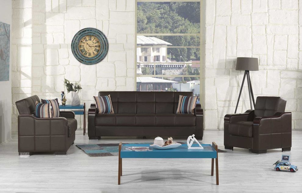 Modern convertible sofa w/ storage in brown by Casamode