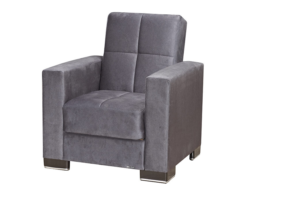Gray microfiber chair w/ storage by Casamode