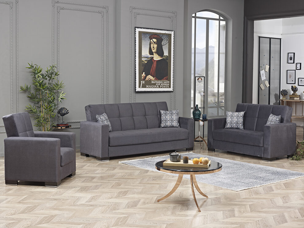 Gray microfiber sofa w/ storage by Casamode