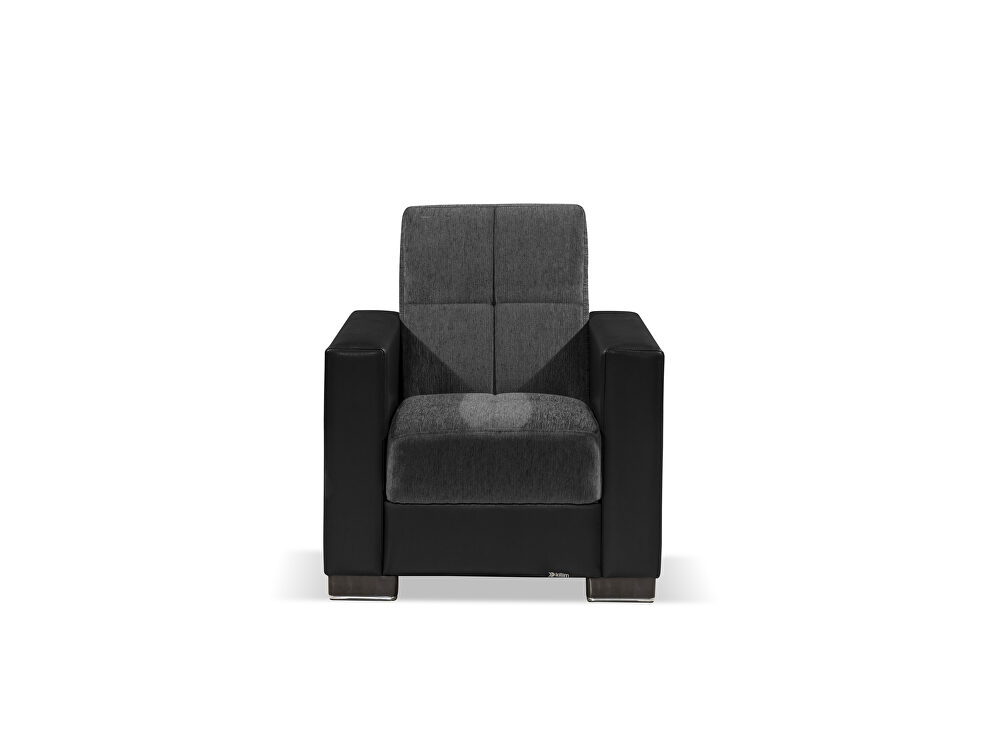 Gray microfiber / black pu leather chair w/ storage by Casamode
