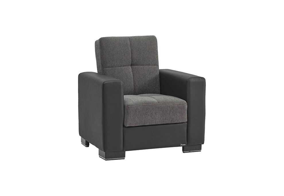 Gray microfiber / black pu leather chair w/ storage by Casamode