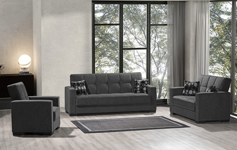 Gray microfiber sofa w/ storage by Casamode