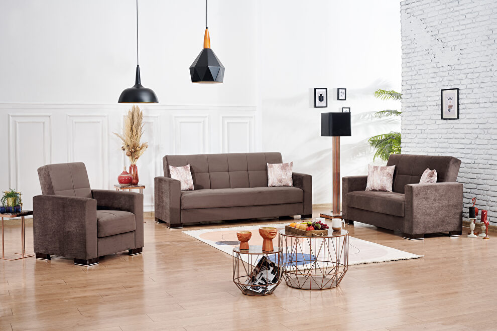 Brown microfiber sofa w/ storage by Casamode