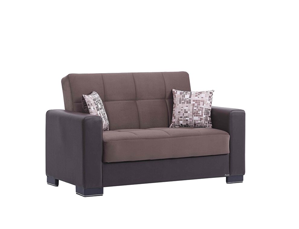 Brown microfiber loveseat w/ storage by Casamode