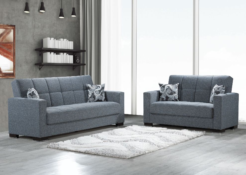 Gray chenille polyester sofa w/ storage by Casamode