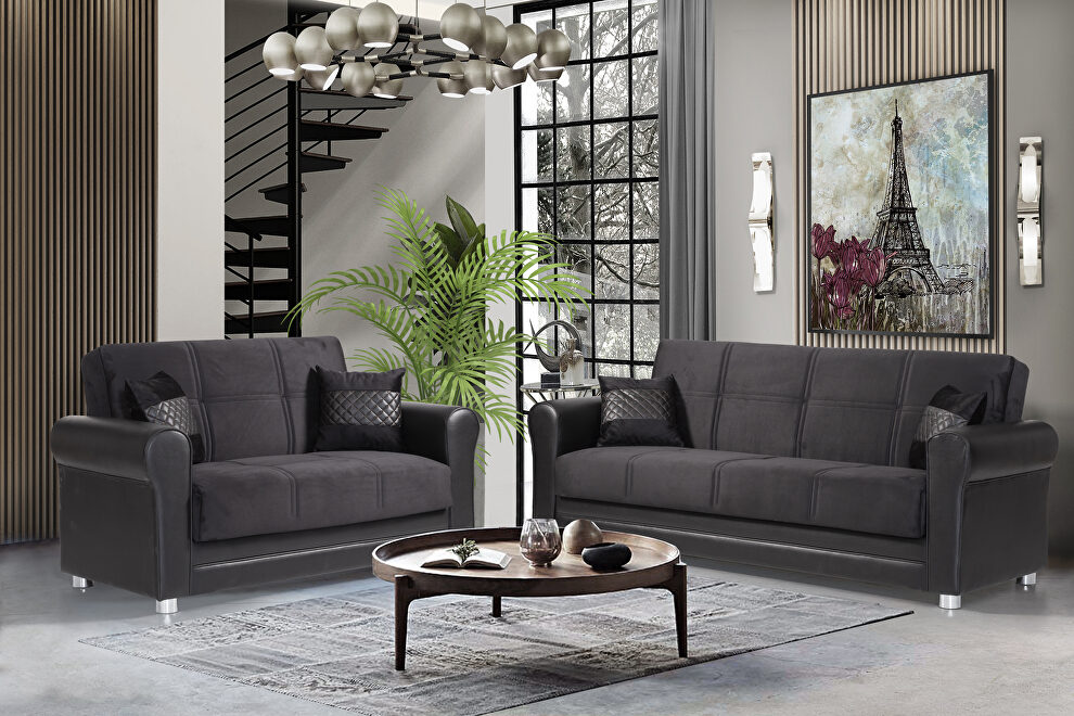 Black fabric modern sofa / sofa bed w/ storage by Casamode